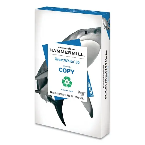 Hammermill - HAM86704 - Great White 30 Recycled Print Paper, 92 Bright, 20Lb, 8.5 X 14, White, 500/Ream