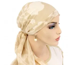 Hats For You - 156-CH21-S18 - Ivory Flowers Exclusive Calypso Headscarf