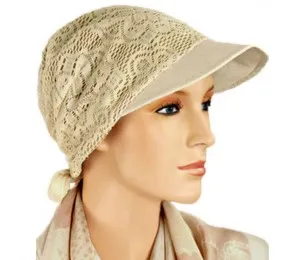 Hats For You - 410-C23-S12 - Tan Brimmed Cotton Lined Lace Hat