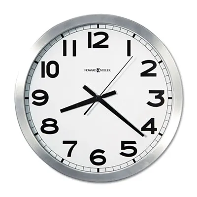 Howardmill - MIL625450 - Spokane Wall Clock, 15.75" Overall Diameter, Silver Case, 1 Aa (Sold Separately)