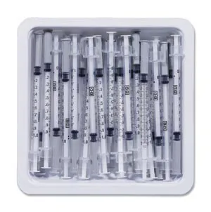 BD Becton Dickinson - 305540 - Allergist Tray, 1mL, Permanently Attached Needle, 27G x &frac12;", Regular Bevel, 25/tray, 40 trays/cs (60 cs/plt) (Continental US Only)
