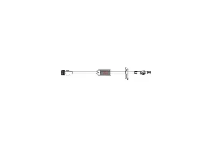 Icu Medical - B1016 - Macrobore Extension Set with 1-1/5 Micron Filter, 8", 4 mL Priming Volume, Female Luer Lock, Slide Clamp and Male Rotating Luer