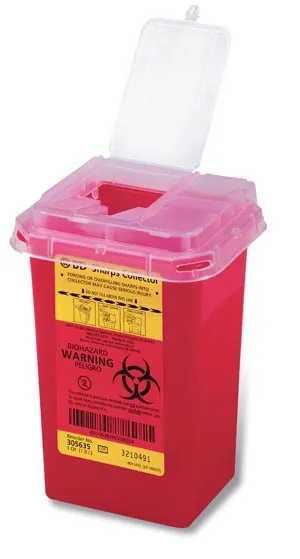BD Becton Dickinson - 305635 - Sharps Collector, 1.0 Qt, Phlebotomy, Red, 60/cs (Continental US Only)