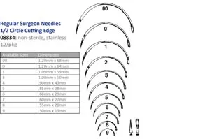 Cincinnati Surgical - 08834 - Suture Needle  Size 00-9  Regular Surgeons  ½ Circle Cutting Edge  12-pk -Must be Ordered in Multiples of 10 dozen- -DROP SHIP ONLY-