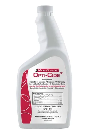 Micro-Scientific - MOCP12-024 - Opti-Cide3 Disinfectant, Pour Bottle with Flip Cap, 24 oz, 12/cs (60 cs/plt) (Contenental US Only) (Item is considered HAZMAT and cannot ship via Air or to AK, GU, HI, PR, VI)