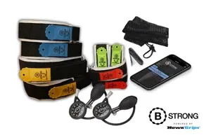 HawkGrips - PKG-00113-00 - Package Includes: 8 BFR Bands Total (1) Pair Each of Sizes 1-4, (2) hand pumps, (1) tape measure, (1) carrying bag, (1) license to BStrong's Guidance App