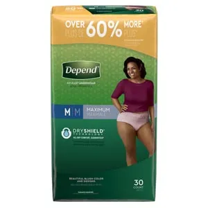 Kimberly Clark - 53742 - Underwear, Maximum Absorbency, Medium, Women, Blush, 30/pk, 2 pk/cs (54 cs/plt)