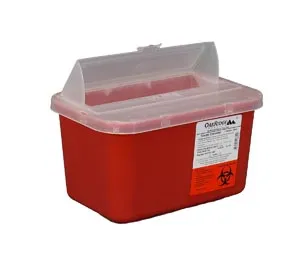 Oak Ridge Products - 0319-150F - Sharps Container 1 Gallon Red Base- Translucent Flip Up Lid 24-cs