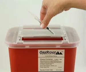 Oak Ridge Products - 0320-1500 - Sharps Container 2 Gallon Red Base- Translucent Slide Lid 20-cs