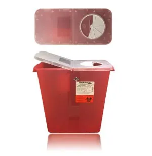Oak Ridge Products - 0330-150R - Sharps Container 3 Gallon Red Base- Translucent Rotary Lid 10-cs