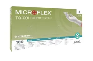 Ansell - TQ-601-M - Exam Gloves, Soft PF Nitrile with Hydrasoft, Textured fingertips, White, Medium, 100/bx, 10 bx/cs (96 cs/plt) (US Only)
