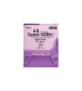 Ethicon Suture                  - J578g - Ethicon Vicryl (Polyglactin 910) Suture Sabreloc Spatula Size 60 8" Violet Braided Needle S24 1dz/Bx