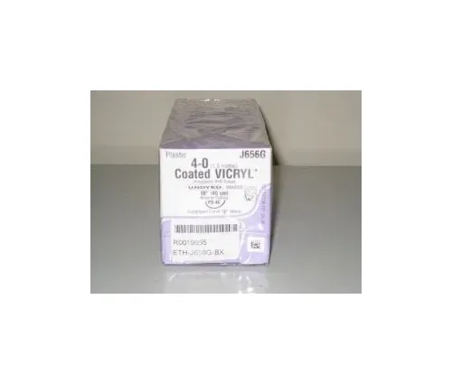J & J Healthcare Systems - Coated Vicryl - J656G - Absorbable Suture With Needle Coated Vicryl Polyglactin 910 Ps-4c 1/2 Circle - Compound Curve Reverse Cutting Needle Size 4 - 0 Braided