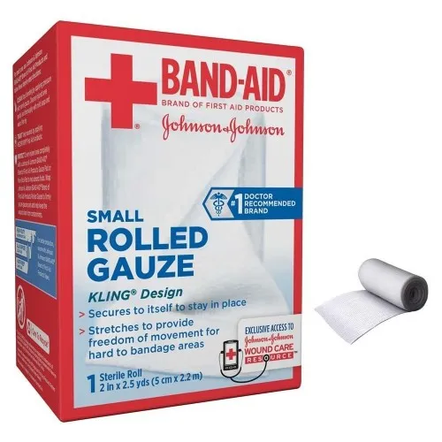 J & J Healthcare Systems - 116137 - J&J J & J Band Aid First Aid Rolled Gauze, 2" x 2.5 Yards