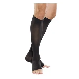Juzo - 2001ADSBSH103 - Juzo Soft knee-high with silicone border, 20-30 mmHg, short, open toe, black, size 3.