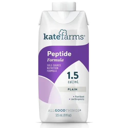 Kate Farms - 851823006379 - KATE FARMS Peptide 1.5 Plain, 11 fl. oz. (325 mL). USDA Organic, Plant Based, NON GMO Project Verified, Gluten Free Certified, Vegan, and Kosher. 500 calories per 11 fl. oz. carton.