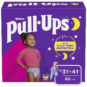 Kimberly Clark - Pull-Ups Night-Time - 45491 - Female Toddler Training Pants Pull-Ups Night-Time Size 3T to 4T Disposable Heavy Absorbency