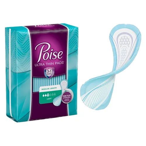 Kimberly Clark - From: 51393 To: 51397 - Poise Ultra Thin Incontinence Pads, Light Absorbency, 28 Count,  Regular Length, 9.45" Long