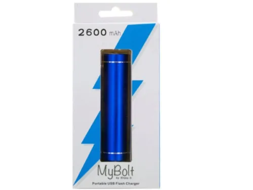 Kole Imports - EC042 - Blue Mybolt 2600 Mah Portable Power Bank