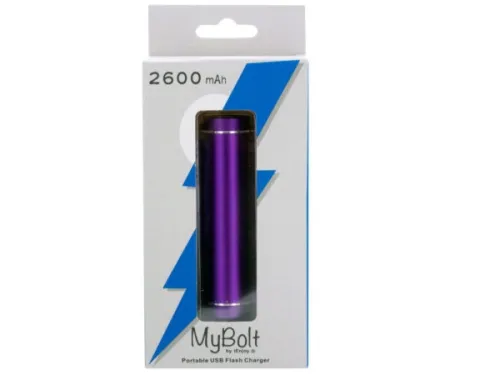 Kole Imports - EC043 - Purple Mybolt 2600 Mah Portable Power Bank