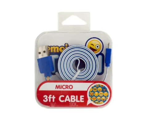 Kole Imports - EL630 - Emoticon Print Micro Usb Charging Cable