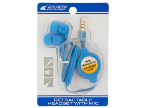 Kole Imports - EL664 - Drivers Edge Retractable Headset With Mic