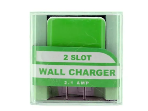 Kole Imports - EL676 - Fashion Neon 2 Slot Usb Wall Charger