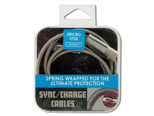 Kole Imports - From: EL708 To: EL709 - Spring Wrapped Micro Usb Sync &amp; Charge Cable
