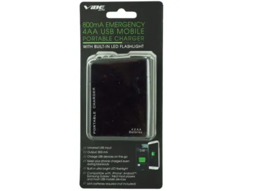 Kole Imports - EL739 - 501 Ma Emergency Usb Portable Charger With Flashlight
