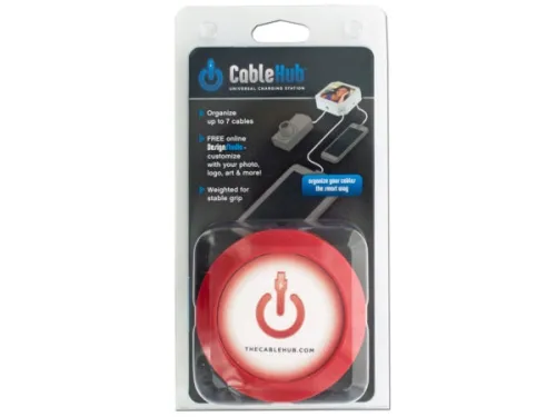 Kole Imports - El866 - Round Red Cablehub Customizable Universal Charging Station