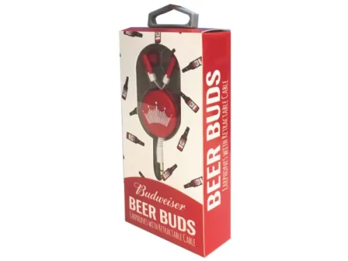 Kole Imports - EL967 - Budweiser Beer Buds Earphones With Retractable Cable