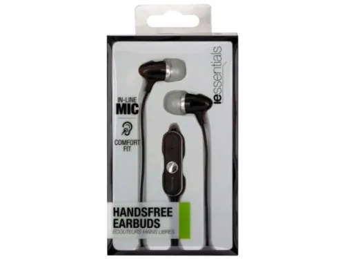 Kole Imports - EL971 - Black Hands-free Earbuds With In-line Mic