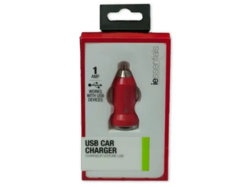 Kole Imports - EN085 - Iessentials Red Usb Car Charger