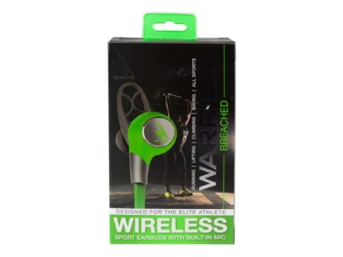 Kole Imports - EN128 - Ihip Warrior Wireless Bluetooth Sport Earbuds - Grey/green