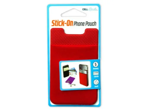 Kole Imports - EN138 - Stick-on Phone Red Sleeve Pouch