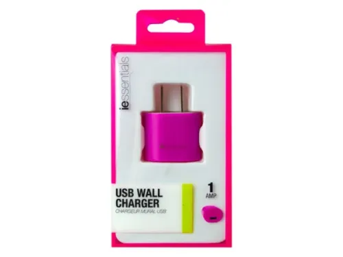 Kole Imports - EN263 - Iessentials Pink Usb Wall Charger