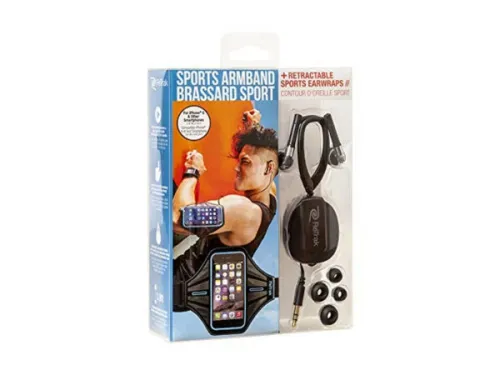 Kole Imports - EN292 - Blue Smart Phone Armband With Retractable Sports Wrap Earbud