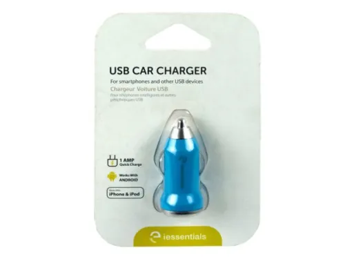 Kole Imports - EN339 - Iessentials Blue Usb Car Charger