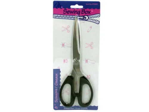 Kole Imports - HX044 - 8 Inch Stainless Steel Scissors With Black Plastic Handle