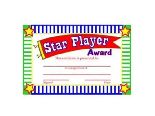 Kole Imports - KK735 - Star Player Award Certificates