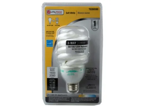 Kole Imports - MA198 - Utilitech 3-way Soft White Cfl Twist Light Bulb 50/100/150 W