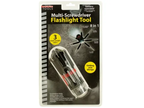 Kole Imports - OF807 - 8-in-1 Multi-screwdriver Flashlight Tool