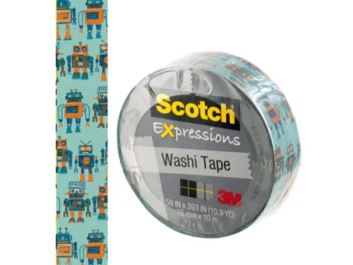 Kole Imports - OP758 - Scotch Expressions Robots Washi Tape