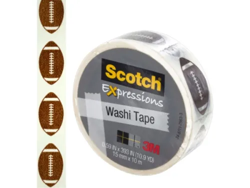 Kole Imports - OP769 - Scotch Expressions Footballs Washi Tape