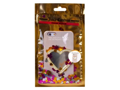 Kole Imports - OP948 - Juicy Couture Gold Heart Mirror Phone Sticker