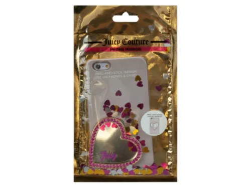 Kole Imports - OP949 - Juicy Couture Pink Heart Mirror Phone Sticker