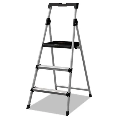 Louisville - DADBXL226003S - Aluminum Step Stool Ladder, 3-Step, 225 Lb Capacity, 20W X 31 Spread X 47H, Silver