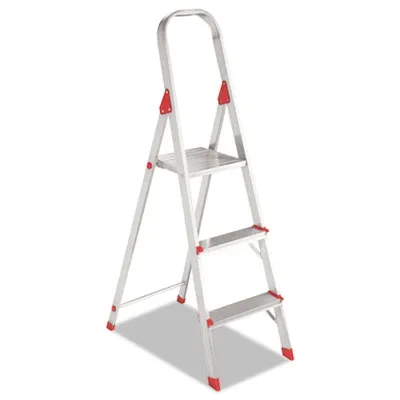 Louisville - DADL234603 - Aluminum Euro Platform Ladder, 8 Ft Working Height, 200 Lbs Capacity, 3 Step, Aluminum/Red