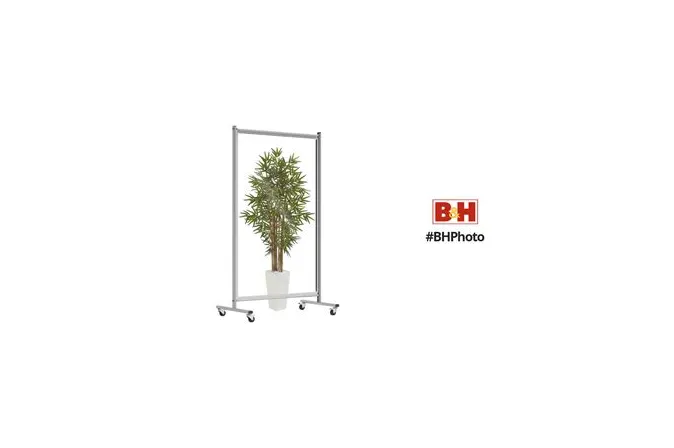 Luxor - MD4072A - Mobile Room Divider, Acrylic, Clear, 43" W x 24" D x 75" H, 5/16" Thick Panel, 2" Casters (2 with Locking Brakes), Powder Coated Steel Outer Frame (DROP SHIP ONLY)