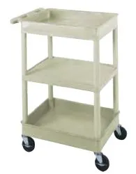 Luxor - STC21-B - Utility Cart, Flat Top, Tub Bottom Shelf (2.75" Deep), Black, 24"W x 18"D x 35.75"H, with (4) 4" Heavy Duty Casters (2 with Locking Brakes), Maximum Weight Capacity 300lbs, Assembly Required (DROP SHIP ONLY)